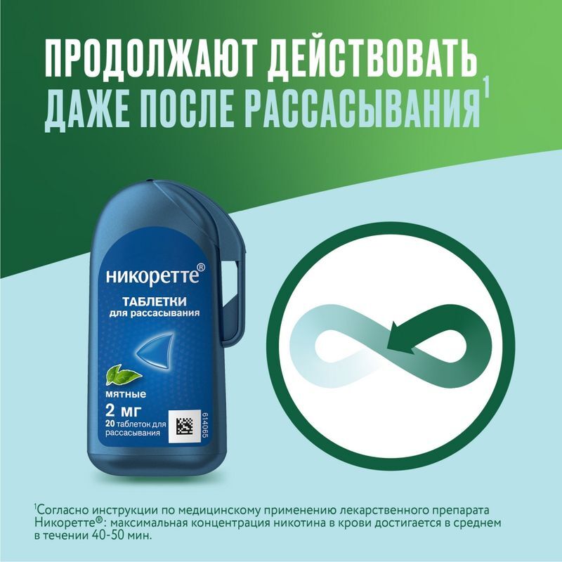 Никоретте 2мг 20 шт. таблетки для рассасывания покрытые пленочной оболочкой Мятные, фото №4
