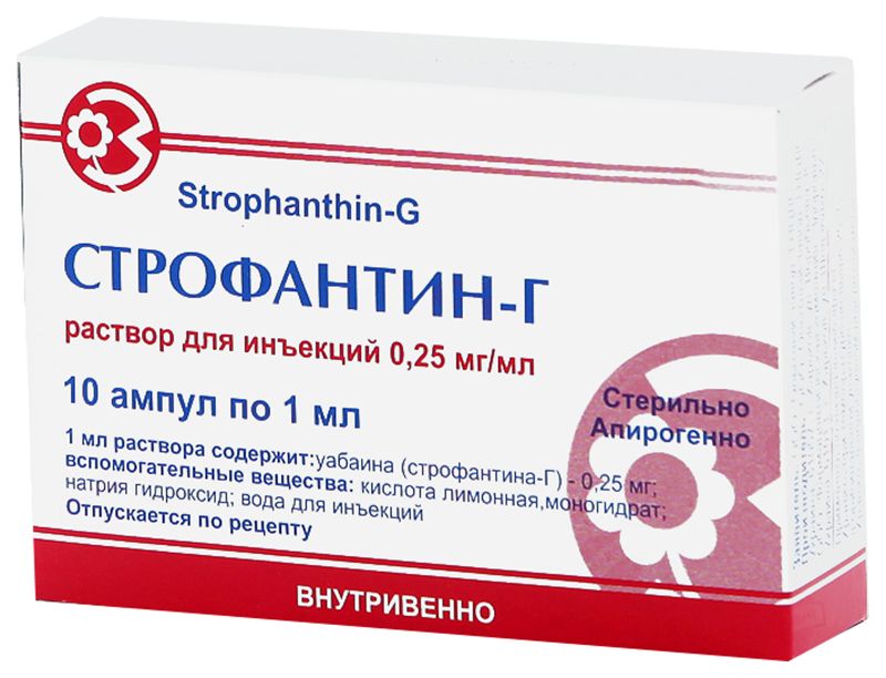 Строфантин-г 0,025% 1мл 10 шт. раствор для инъекций  по выгодной .
