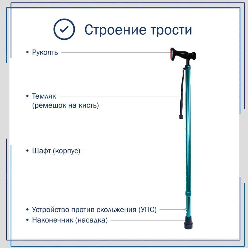 Амрус трость металлическая телескопическая с ортопедической рукояткой и Упс арт.Amct23 Bu Синяя, фото №5