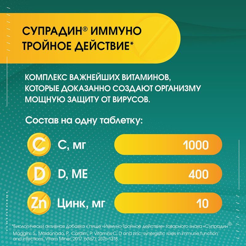 Супрадин Иммуно Тройное Действие таблетки шипучие 30 шт., фото №6