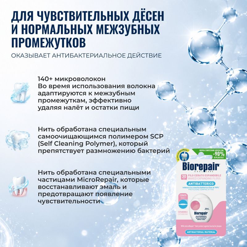 Биорепейер Фило Церато зубная нить вощеная расширяющаяся 30м, фото №3