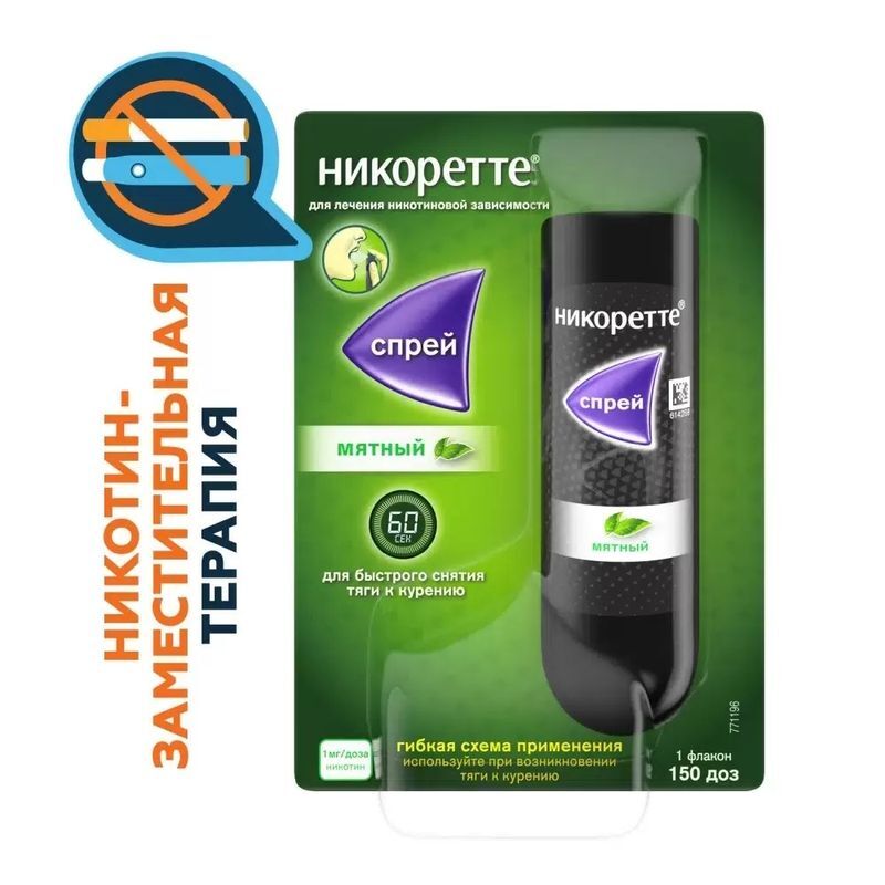 Никоретте мятный спрей от курения для местного применения 1 мг/доза, 13,2 мл 1 шт., фото №2