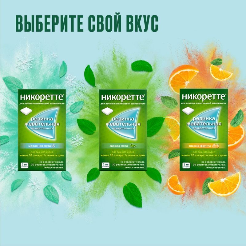 Никоретте 2мг 30 шт. резинка жевательная лекарственная морозная мята, фото №8