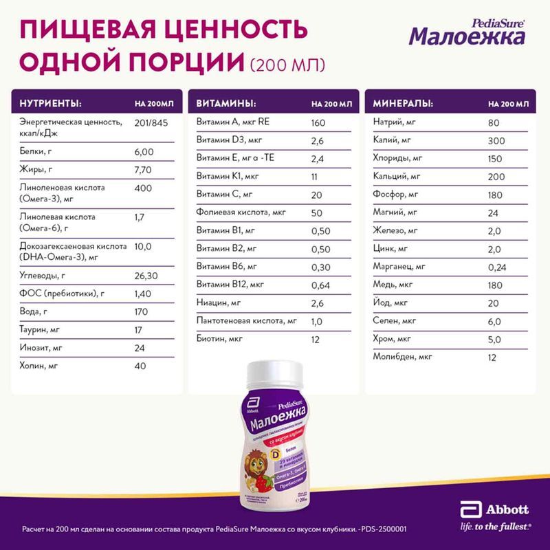 Педиашур Малоежка смесь для энтерального питания 1,0 Клубника 200мл, фото №2
