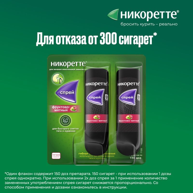Никоретте мятный спрей от курения для местного применения 1 мг/доза, 13,2 мл 1 шт., фото №5